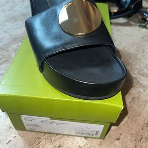 Tory Burch Black Sandals with Gold Accent